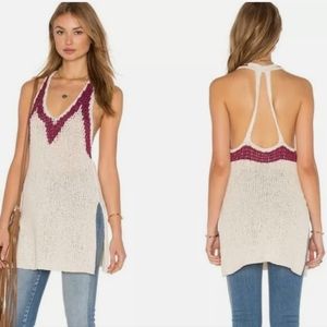 Free People Cream and Purple Knit Tunic